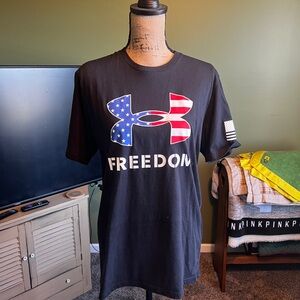 Under Armour Black Short-Sleeve Tee with American Flag Logo